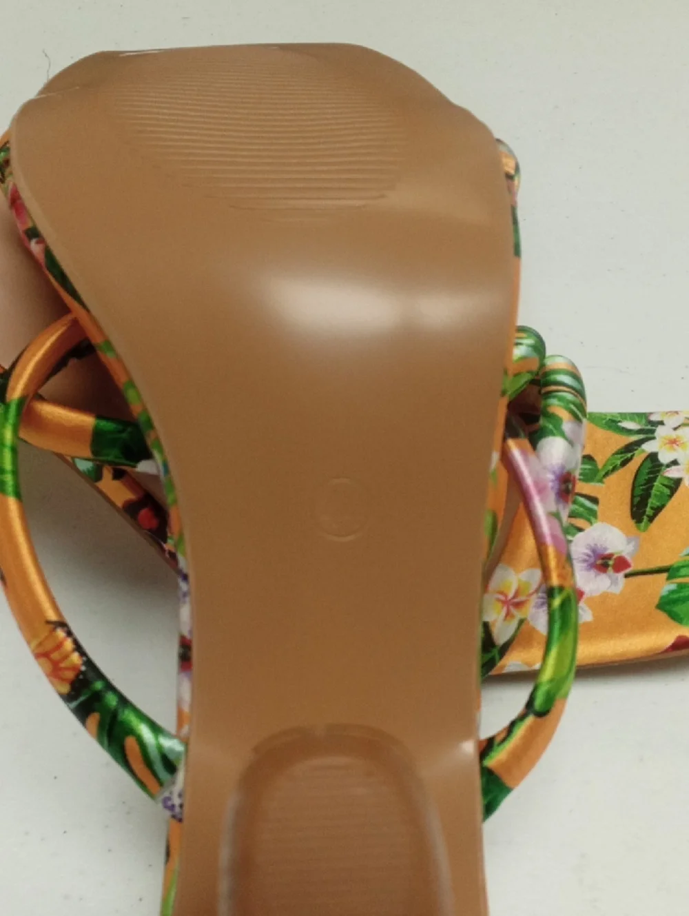 Floral Multicolor Strappy Mule with Gold Sculpted Heel